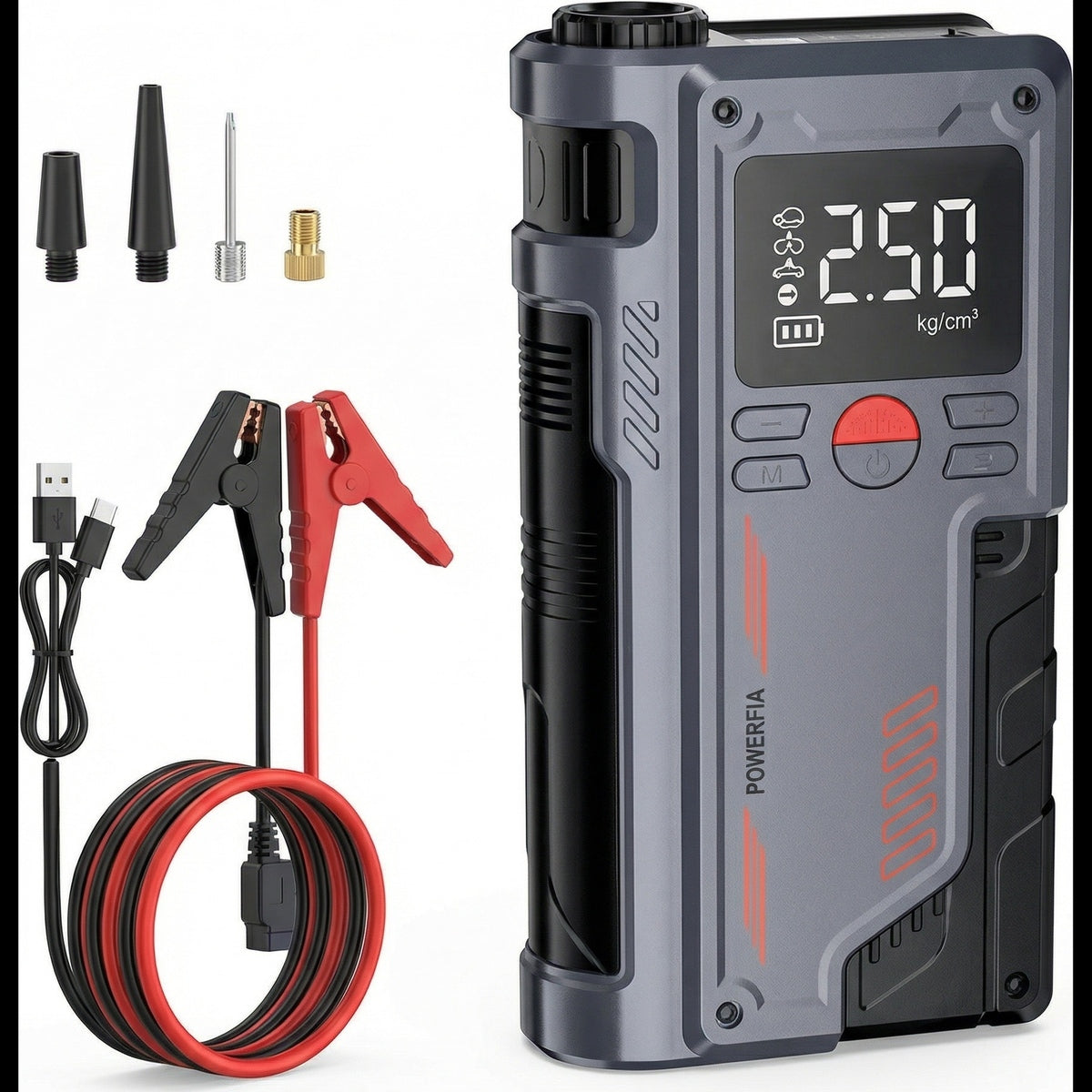 Powerfia 3-in-1 | شغّل بطاريتك الميتة في 10 ثواني، انفخ الكفر، اشحن جوالك | Free Shipping UAE